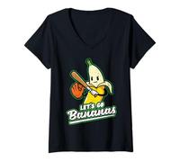 Mujer Lets Go Bananas - Guantes Deportivos para Bate de béisbol para Hombres y niños Camiseta Cuello V