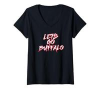 Mujer LET'S GO BUFFALO - Nuevo York retro deportes ciudad fan amor Camiseta Cuello V
