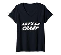 Mujer Let's Go Crazy | Canción de 1980 90's Music Purple One Camiseta Cuello V