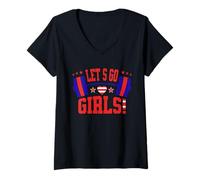 Mujer Lets Go Girls USA Design for Active Women and Fitness Fans Camiseta Cuello V
