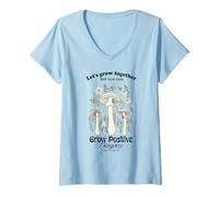 Mujer Let's Grow Together Cool Quotes Illustration Graphic Designs Camiseta Cuello V