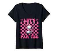 Mujer Let's Par Tee Golf Chica Mamá Golfista Camiseta Cuello V