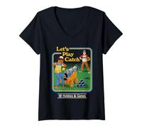 Mujer Let's Play Catch Cannon Retro Vintage Funny Adult Humor Camiseta Cuello V