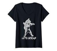 Mujer Let's Scrap Fighter Cat Camiseta Cuello V