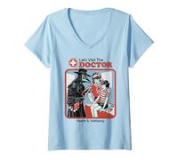 Mujer Let's Visit the Doctor Plague Retro Funny Adult Humor Camiseta Cuello V