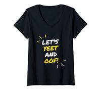 Mujer Let's Yeet and Oof Funny Video Game Meme Gift For Gamer Kids Camiseta Cuello V