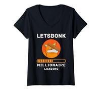 Mujer Letsbonk Millionaire Loading Crypto Meme Shitcoin Bonk Camiseta Cuello V