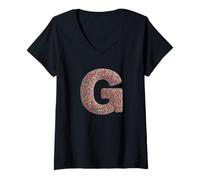 Mujer Letter G Candy Rainbow Sprinkles Monogram Men, Women, Kids Camiseta Cuello V