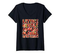 Mujer Lettice Hustle Apples Playing on The Gridiron Camiseta Cuello V