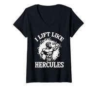 Mujer Levanta como Hércules Antigua Grecia Dios Mitología Griega Camiseta Cuello V