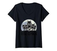Mujer Levántate con el Lobo de Camiseta Cuello V