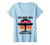 Mujer Levántate con orgullo del norte Camiseta Cuello V