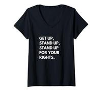 Mujer Levántate, levántate, defiende tus derechos citas de canciones Camiseta Cuello V