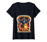 Mujer Levántate y reconstruye más fuerte y mejor que nunca Phoenix Bird Camiseta Cuello V