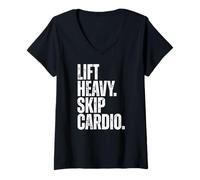Mujer Levante Heavy Skip Cardio Gimnasio Levantador de Pesas Culturista Camiseta Cuello V