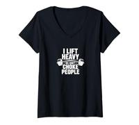 Mujer Levanto Peso para Mantener la Calma Camiseta Cuello V
