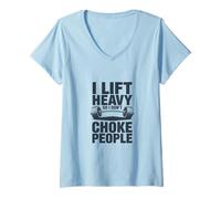 Mujer Levanto Peso para Mantener la Calma Camiseta Cuello V