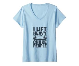 Mujer Levanto Peso para Mantener la Calma Camiseta Cuello V
