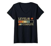 Mujer Level 05 Complete Vintage 05 Years 5th Wedding Anniversary Camiseta Cuello V