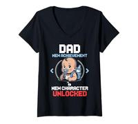 Mujer Level Dad Unlocked Pregnancy Announcement Gamer Father To Be Camiseta Cuello V