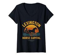Mujer Lexington Horse Camisa Sunset Capital Bluegrass KY Pride Camiseta Cuello V
