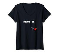 Mujer Ley de gravedad de Newton - Newton y la manzana Camiseta Cuello V