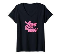 Mujer Leyenda de la música de Bryan Ferry | Mercancía 'Love is The Drug' | BF1030 Camiseta Cuello V