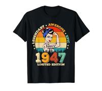 Mujer Leyenda Desde 1947 - Retro Nacido En 1947 Cumpleaños Mujer Camiseta gráfica económica, Hombre, Negro, S