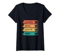 Mujer Leyenda Desde Julio 2001 Cumpleaños Retro 25 Años Camiseta Cuello V