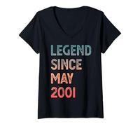 Mujer Leyenda Desde Mayo 2001 24 Cumpleaños Hombres Mujeres Camiseta Cuello V