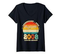 Mujer Leyenda épica de 18 años Desde 2008 - Impresionante cumpleaños número 18 Camiseta Cuello V