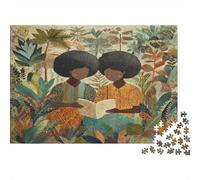 Mujer Leyendo en un Bosque Tropical Rompecabezas Sostenibles Estampados para Adultos De Madera De 38x26cm/1000pcs