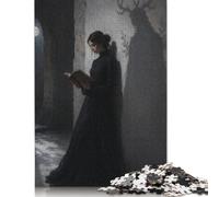 Mujer Leyendo la Sombra del Ciervo Rompecabezas de Madera 1000 Piezas | Patrón de amante de los libros, Decoración literaria tranquila, Tema Puzzle, Juego, Rompecabezas de Madera, 14+, 70x50cm.