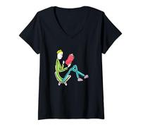 Mujer Leyendo Stickman Camiseta Cuello V