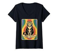 Mujer LGBT Aliado Gato Tarot Gay Pride Mes Bandera Arco Iris LGBTQ Camiseta Cuello V
