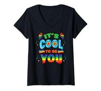 Mujer LGBT Amabilidad Motivacional Mes Orgullo Its Cool to be You Camiseta Cuello V