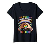 Mujer LGBT, Sé Amable, Conciencia sobre el Orgullo y la Igualdad, Rainbow Camiseta Cuello V
