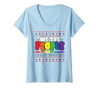 Mujer LGBT US Flag We the People Mes del Orgullo Gay Arco Iris Camiseta Cuello V