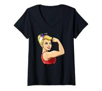 Mujer LGBTQ Feminismo Lésbico No Binario Orgullo Fuerte Camiseta Cuello V