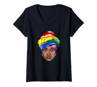 Mujer LGBTQ Mujer Transgénero Negra Bandera Trans Pañuelo para La Camiseta Cuello V