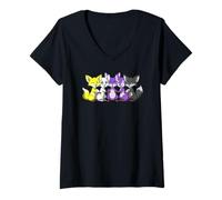 Mujer LGBTQ No Binario Fox Rainbow Lesbian No Binario Orgullo Amor Camiseta Cuello V