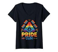 Mujer LGBTQ Pride Shirt Pride Tribe Rainbow Flag Camiseta Cuello V