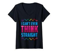 Mujer LGBTQI I Can't Even Think Straight Rainbow Pride Hombres Mujeres Camiseta Cuello V