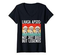 Mujer Lhasa Apsos no solo Perros sino Leyendas Lhasa Apso Camiseta Cuello V