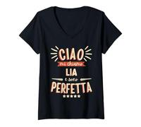 Mujer Lia Idea Regalo Personalizzata Amica Nome Divertente Camiseta Cuello V