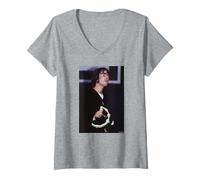 Mujer Liam Gallagher De Oasis Live Pandereta De Andy Willsher Camiseta Cuello V