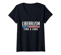 Mujer Liberalismo Encuentra una Cura Divertido Meme Político Humor Gráfico Camiseta Cuello V