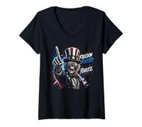 Mujer Libertad impulsada y sin Miedo Camiseta Cuello V