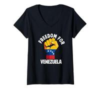 Mujer Libertad para Venezuela Fuerte Libertad Democracia Venezolano Camiseta Cuello V