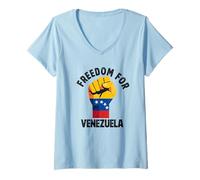 Mujer Libertad para Venezuela Libre Bandera Orgullo venezolano Camiseta Cuello V